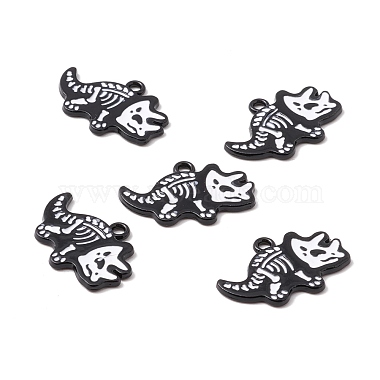 Electrophoresis Black WhiteSmoke Dinosaur Alloy+Enamel Pendants