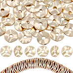 80Pcs Brass Spacer Beads, Cadmium Free & Lead Free, Wavy Flat Round, Real 24K Gold Plated, 6x1mm, Hole: 1.3mm(KK-BBC0028-52A)