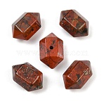 Natural Brecciated Jasper Beads, Faceted, Hexagonal Double Terminated Point Bullet Beads, 17~18x9~11x9~11mm, Hole: 1.5mm(GG-CBA3EE1-06B)