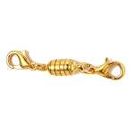 Brass Magnetic Clasps Converter, with Lobster Claw Clasps, Column, Golden, 42x5.5mm(KK-O134-05G)