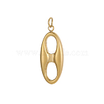 304 Stainless Steel Pendants, Oval Charms, Ion Plating(IP), with Jump Ring, Real 14K Gold Plated, 22x9mm(STAS-OY006-41G)