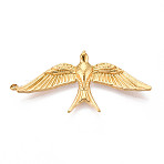 304 Stainless Steel Pendants, Ion Plating(IP), Bird Charm, Real 18K Gold Plated, 48x23x3.2~3.8mm, Hole: 1.6mm(STAS-T065-68G)