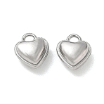 304 Stainless Steel Charms, Heart Charms, Stainless Steel Color, 12.5x11x7mm, Hole: 2.5x3mm(SA-CBAE5AC-25P)
