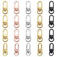 PandaHall Elite 20Pcs 5 Colors Zinc Alloy Swivel Clasps Set, Swivel Snap Hook, Mixed Color, 34x14x6.5mm, Hole: 10x5mm, 4pcs/color(PALLOY-PH0001-93)