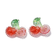 Fruit Transparent Epoxy Resin Decoden Cabochons, with Paillettes, Cherry, 20.5x22.5x7.5mm(CRES-I030-23A)