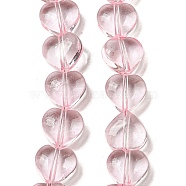 Baking Paint Transparent Glass Beads Strands, Heart, Pearl Pink, 8x8x4.5mm, Hole: 0.8mm, about 99~100pcs/strand, 29.13~29.53 inch(74~75cm)(DGLA-A08-T8mm-KD03)