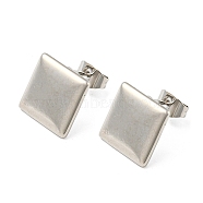 Brass Stud Earrings, Plain Square, Platinum, 12x11.5mm(EJEW-B035-14P)
