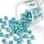 TOHO Short Magatama Beads, Japanese Seed Beads, (55) Opaque Turquoise, 6x5.5x3.5mm, Hole: 2mm, about 450g/bag(SEED-TM05-55)