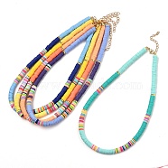 Handmade Polymer Clay Heishi Beaded Necklaces, with Non-magnetic Synthetic Hematite Beads and 304 Stainless Steel Lobster Claw Clasps, Mixed Color, 16.34 inch(41.5cm)(NJEW-JN02910)