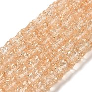 Transparent Crackle Glass Beads Strands, Bamboo Joint, Light Salmon, 8x10.5mm, Hole: 1.7mm, about 38pcs/strand, 15.35''(39cm)(GLAA-D025-01F)