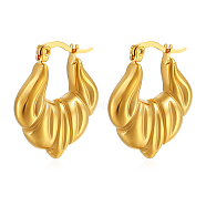 304 Stainless Steel Hoop Earring for Women, Teardrop, Golden, 25x24mm(QJ8091-01)