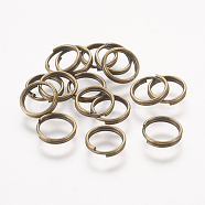 Iron Split Rings, Double Loops Jump Rings, Cadmium Free & Nickel Free & Lead Free, Antique Bronze, 8x1.4mm, about 6.6mm inner diameter, about 700pcs/100g(X-JRDAB8mm-NF)