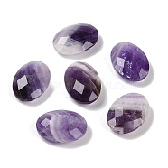 Natural Amethyst Cabochons, Oval, Faceted, 18x13x5.5~6.5mm(G-O175-15J-02)