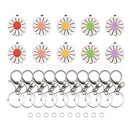 DIY Keychain Makings, with Platinum Plated Iron Jump Rings & Lobster Claw Clasp Keychain, Cellulose Acetate(Resin) Pendants, Mixed Color, 36x33x6mm, Hole: 1.4mm, 5 Colors, 2pcs/color, 10pcs.(DIY-TA0002-80)