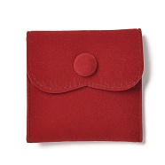 Velvet Jewelry Storage Pouches, Square Jewelry Bags with Snap Fastener, for Earrings, Rings Storage, Red, 6.75~6.8x7cm(TP-B002-02B)