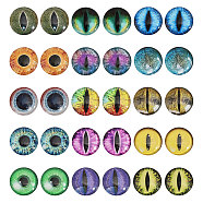 30Pcs 15 Colors Luminous Self Adhesive Glass Eyes Cabochons, Glow in the Dark, for Doll Making Accessories, Dome/Half Round, Mixed Color, 25x6mm, 2pcs/color(DIY-CA0006-27B)