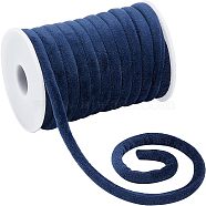 Velvet Cord with Spools, Dark Blue, 8mm, about 10.94 Yards(10m)/Roll(DIY-OC0009-07)