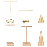 Fingerinspire 4 Sets 4 Styles Metal Earring Display Stand Sets, Golden, 1set/style(EDIS-FG0001-37)