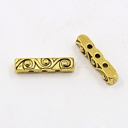 Tibetan Style Alloy Beads, Lead Free & Cadmium Free, Antique Golden Color, Cuboid, 18x4x5mm, Hole: 1.5mm(K090U031)