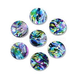 2-Hole Freshwater Shell Buttons, Flat Round, Colorful, 14x2mm, Hole: 2mm(SHEL-A004-01D)