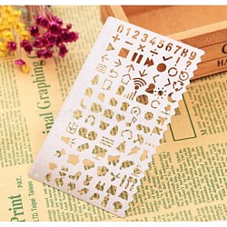 Stainless Steel Drawing Stencil, Hollow Hand Accounts Ruler Templat, For DIY Scrapbooking, Stainless Steel Color, 125x75mm(DIY-WH0005-E)