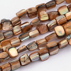 Coffee, 8~17.5mm long, 5~8mm wide, 5mm thick, hole: 1mm, 16 inch/strand, 40pcs/strand(X-PBB052Y)