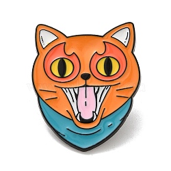 Enamel Pins, Zinc Alloy Brooches for Backpack Clothes, Cat, Orange, 30x24.5mm(JEWB-S025-01C)