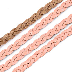 Braided PU Leather Cords, for Bracelet Necklace Jewelry Making, Light Salmon, 5x2mm, about 54.68 yards(50m)/bundle(LC-S018-10C)
