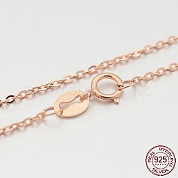 Sterling Silver Cable Chain Necklaces, with Spring Ring Clasps, Thin Chain, Rose Gold, 457x1mm(X-STER-M086-22B)