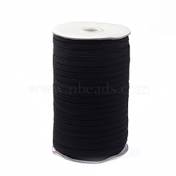 1/4 inch Flat Braided Elastic Rope Cord, Heavy Stretch Knit Elastic with Spool, Black, 5mm, about 180~200yards/roll (540~600 feet/roll)(EC-R030-5mm-02)