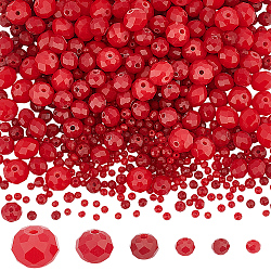 7 Strands 7 Styles  Opaque Solid Color Glass Beads Strands, Faceted, Rondelle, FireBrick, 2.5~10x2~8mm, Hole: 0.4~1mm, 1 strand/style(EGLA-GO0001-02A)