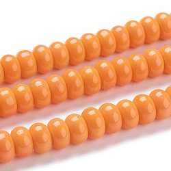 K9 Glass Beads Strands, K9 Glass, Imitation Jade Glass Beads, Rondelle, Orange, 8~8.5x4.5~5mm, Hole: 1.4mm, about 84pcs/Strand, 15.87 inch(40.3cm)(GLAA-K039-A13)