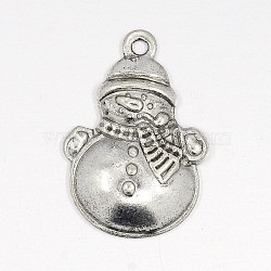 Tibetan Style Alloy Pendants, Lead Free and Cadmium Free, Christmas, Snowman, Antique Silver, 25x17x4.5mm, Hole: 2mm(EA314Y)