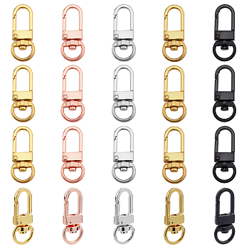 PandaHall Elite 20Pcs 5 Colors Zinc Alloy Swivel Clasps Set, Swivel Snap Hook, Mixed Color, 34x14x6.5mm, Hole: 10x5mm, 4pcs/color