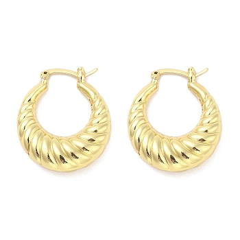 Brass Hoop Earrings, Long-Lasting Plated, Lead Free & Cadmium Free, Ring, Real 18K Gold Plated, 29x8mm