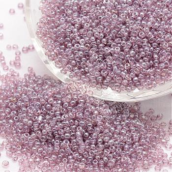 6/0 Glass Seed Beads, Grade A, Round, Transparent Colours Lustered, Rosy Brown, 3.6~4.0mm, Hole: 1.2mm, about 500pcs/50g