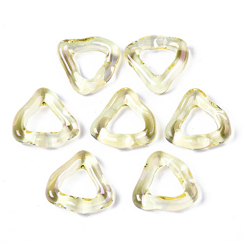 Transparent Resin Finger Rings, AB Color Plated, Triangle, Yellow, Inner Diameter: 11mm