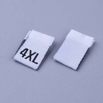 Clothing Size Labels(4XL), Garment Accessories, Size Tags, White, 18x12.5x1mm, 200pcs/bag