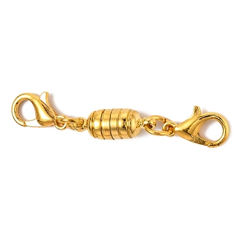 Brass Magnetic Clasps Converter, with Lobster Claw Clasps, Column, Golden, 42x5.5mm