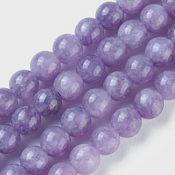 Natural Gemstone Beads Strands, Round, Medium Purple, 6mm, Hole: 1.2mm, about 60~64pcs/strand, 15 inch~15.2 inch(38~38.5cm)