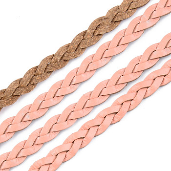 Braided PU Leather Cords, for Bracelet Necklace Jewelry Making, Light Salmon, 5x2mm, about 54.68 yards(50m)/bundle