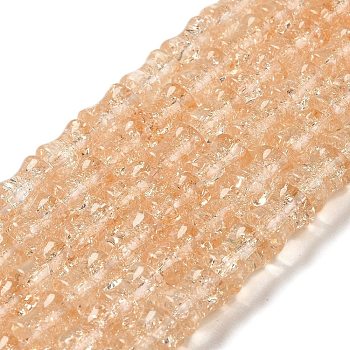 Transparent Crackle Glass Beads Strands, Bamboo Joint, Light Salmon, 8x10.5mm, Hole: 1.7mm, about 38pcs/strand, 15.35''(39cm)