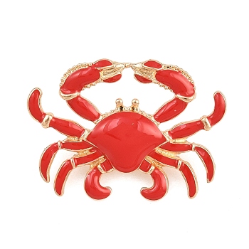 Ocean Theme Red Enamel Pins, Painting Golden Alloy Badge for Backpack Clothes, Crab, 26.5x37mm