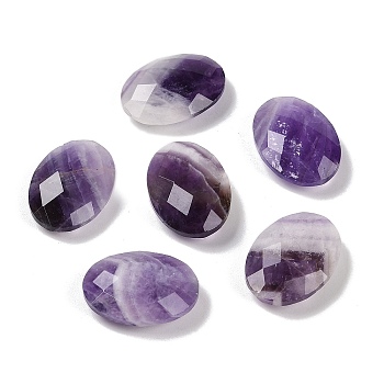 Natural Amethyst Cabochons, Oval, Faceted, 18x13x5.5~6.5mm