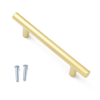 Zinc Alloy T Bar Cabinet Door Knobs, Kitchen Drawer Pulls Cabinet Handles, with Iron Screws, Matte Gold Color, 145x11.5x30mm, Hole: 4mm