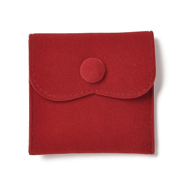 Velvet Jewelry Storage Pouches, Square Jewelry Bags with Snap Fastener, for Earrings, Rings Storage, Red, 6.75~6.8x7cm