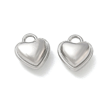 304 Stainless Steel Charms, Heart Charms, Stainless Steel Color, 12.5x11x7mm, Hole: 2.5x3mm