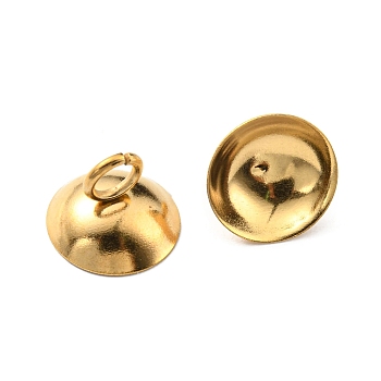 304 Stainless Steel Bead Cap Bails, Half Round, Real 18K Gold Plated, 7.5x10mm, Hole: 2.5mm