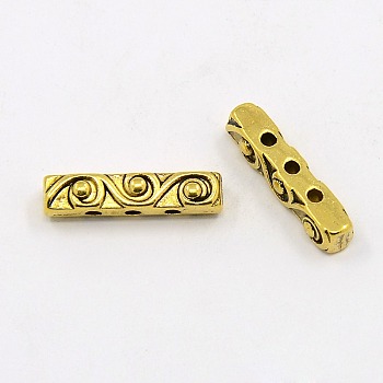Tibetan Style Alloy Beads, Lead Free & Cadmium Free, Antique Golden Color, Cuboid, 18x4x5mm, Hole: 1.5mm