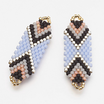 MIYUKI & TOHO Handmade Japanese Seed Beads Links, Loom Pattern, Lavender, 35x12x2mm, Hole: 1~2mm